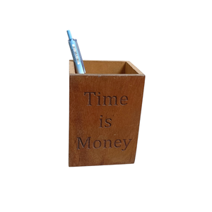 Porte-crayons en bois écologique, boîte de rangement, design Art Déco, multifonctionnel, gain de place, pour bureau, école, fournitures de bureau - Product Image 3