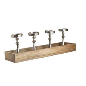 Porte-bougie de Noël personnalisable en bois et métal, design artistique classique, fabrication artisanale de qualité supérieure - Product Image 3