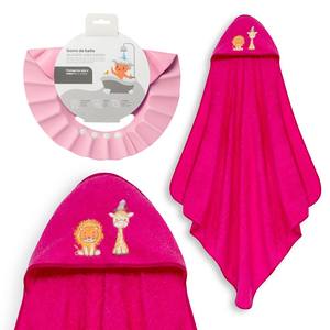 ชุดผ้าเช็ดตัวสำหรับทารกหญิง1X1 Mt. Mod Leon jirafa pajarito + หมวกผ้าฝ้าย100% สีแดงม่วงเสื้อผ้ากำมะหยี่ลายสัตว์น่ารัก - Product Image 1