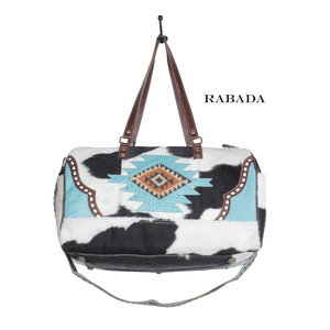 Nuevo Real hecho a mano estilo Vintage azteca Tooled bolsas de lona de cuero personalizado occidental tejido a mano bolsas de viaje grandes de cuero de lana - Product Image 4