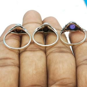 Bague Cabochon en argent 925 unisexe fabriquée à la main, sertissage de pierres précieuses, mariage, fiançailles, anniversaire avec diamant, perle principale - Product Image 2