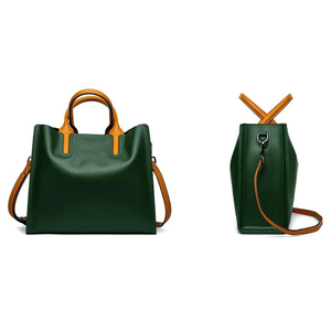 Bolso de mano de piel sintética de tamaño personalizado para mujer, cierre de botón con cremallera, marrón, moda Vintage, bolso de mano Vintage para dos niñas, hecho con cadenas - Product Image 6