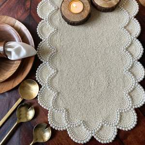 Chemin de table perlé fait à la main doublure de table tapis brodé de perles pour la décoration d'hôtel à la maison pour la fête de mariage au taux de vrac - Product Image 2