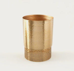 Corbeille ronde en laiton AK martelé Design en métal fini or avec base de découpe laser pour la décoration intérieure de la maison/décoration intérieure - Product Image 1