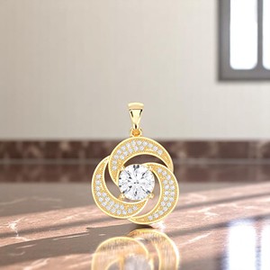 Vente en gros de colliers avec pendentif en spirale en diamant taillé en brillant rond cultivés en laboratoire de 1.45 carats en or massif et en argent sterling - Product Image 2
