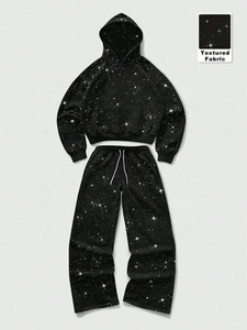 Nouveau survêtement de luxe noir en strass 2026 de haute qualité, style Y2K, à capuche, pour homme et femme, ensemble personnalisable avec logo - Product Image 2