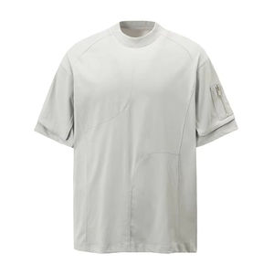 Camiseta de Hombre de Alta Calidad, Manga Corta, Tejida, 100% Algodón, Diseño de Bolsillo Personalizado, Color Sólido, Corte Irregular, Estilo Niche - Product Image 2