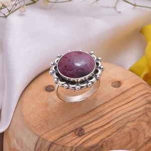 Anillo DE BODA indio para niñas, anillo de piedras preciosas, Plata de Ley 925, lujosa piedra preciosa rodonita, anillo hecho a mano, joyería de sello 925 - Product Image 4