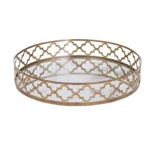 Plateau décoratif en métal doré élégant Plateau décoratif chic pour présentoir de table Plateaux décoratifs en métal faits à la main - Product Image 1