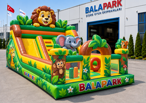 Parque Infantil Inflable con Diseño de Animales de la Selva, Casa de Brinco de PVC con Tobogán, Fácil de Instalar, Equipo Comercial para Interiores y Exteriores - Product Image 1