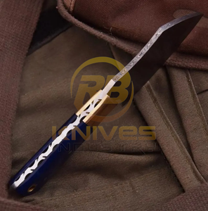 Cuchillo de Caza de Acero de Damasco Forjado a Mano, Hoja Fija de Espiga Completa, Cuchillo para Caza y Camping al Aire Libre con Mango de Hueso, Personalizable OEM - Product Image 4
