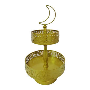 Soporte de Metal dorado elegante, diseño de recorte árabe, soporte de pastel de Metal, soporte de postre de pastel de 2 niveles, superventas, exhibición de pastel Islámico - Product Image 2