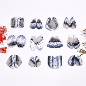 Paire d'opale dendritique naturelle Cabochon de pierres précieuses fournisseur Inde prix de gros paire de pierres précieuses naturelles de haute qualité fabrication de bijoux - Product Image 2