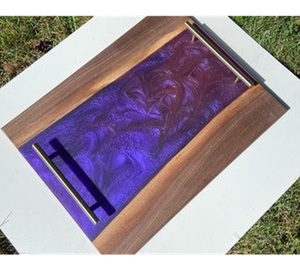 Diseño de lujo Recién llegado Ocean Wave Acabado Diseño único Producto estándar superior Tabla de cortar de resina epoxi azul de madera - Product Image 2