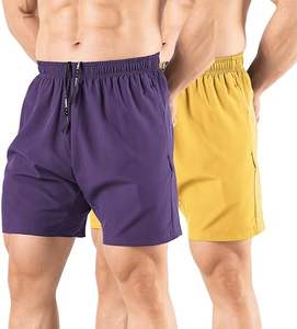 Pantalones Cortos Deportivos de Color Sólido para Hombre con Bolsillo con Cremallera y Cordón para Entrenamiento - Product Image 5