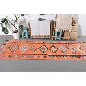 พรมขนาด 2.8x9.3 ฟุต, พรมวินเทจตุรกี, พรมขนสัตว์ลายจุดสีแดง - Product Image 3