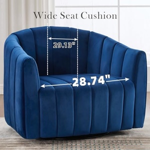 M Upholstered Oversized 360&deg; Swivel Accent <strong>Barrel</strong> <strong>Chair</strong> Half Cozy Sofa <strong>Set</strong> Furniture Living Room Pumpkin-Shape Club Armchair - Product Image 4