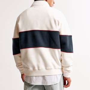 Sweat-shirt à col montant surdimensionné vintage en molleton, personnalisé OEM, 100% coton, 3D gaufré, 14 quarts, demi-zip, pour homme - Product Image 3