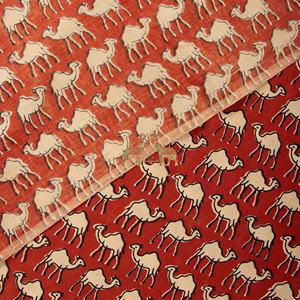 Tela 100% orgánica india Bagru con estampado de camello hecho a mano con técnica de bloques, para ropa y decoración del hogar. - Product Image 2