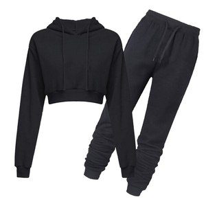 Ensemble de survêtement sportif décontracté 2 pièces sans manches à capuche pour femme, personnalisé OEM, automne-hiver, couleur unie - Product Image 5