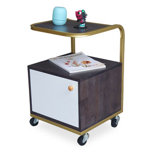 Mesa de Noche Inteligente de Diseño Moderno TDG68053, 40x40x55cm, Madera de Caucho con Estructura de Hierro para Dormitorio o Apartamento - Product Image 1