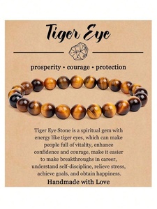 Vente en gros de bracelets d'amour en perles d'oeil de tigre Accessoires de guérison polis élégants et à la mode - Product Image 3