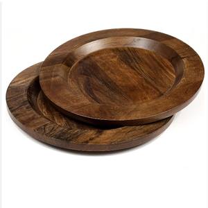 Plateau de dîner rond en bois de manguier durable plateau de service en bois Antique bleu pour la décoration intérieure plateau d'apéritif de fruits légumes - Product Image 4