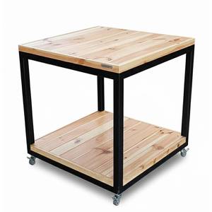 Étagère de présentation avec deux étagères en bois sur roulettes - Hauteur 100 cm - Product Image 2