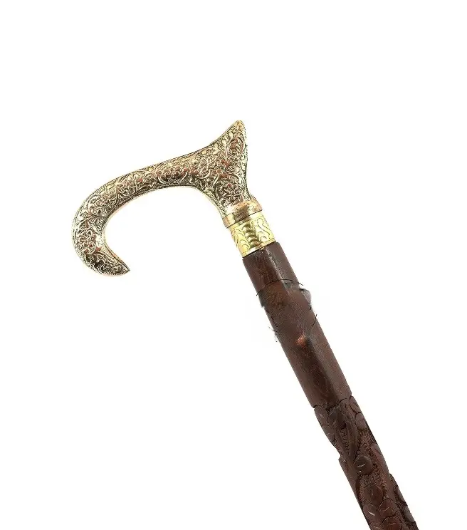 남성과 여성을 위한 빅토리아 시대의 장식용 지팡이와 지팡이-36 "다크 브라운 흑단 황동 손잡이 남여 공용 더비 접이식 지팡이