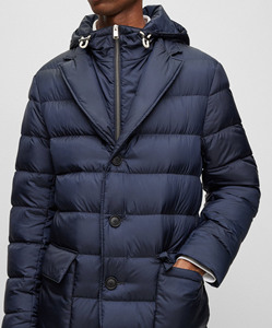 Chaqueta acolchada larga de poliéster 100% OEM/ODM para hombre, logotipo bordado personalizado, cremallera completa, chaqueta de invierno con capucha y acolchado grueso para hombre - Product Image 4