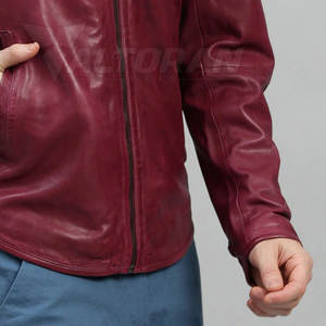 Veste en cuir pour homme, style simple, veste en cuir pour homme, mode basique, fermeture éclair, veste en cuir pour homme - Product Image 5