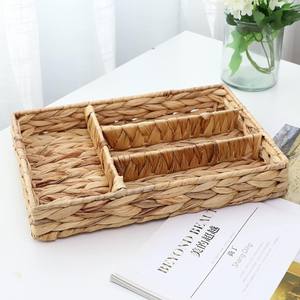 Organisateur de tiroir à couverts en jacinthe d'eau tressée, plateau de rangement pour ustensiles, conteneurs divisés pour couverts - Product Image 5