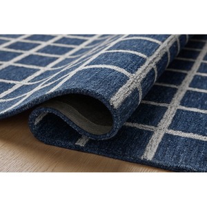 Alfombra de sisal de yute tejida a mano, alfombra de área de fibra Natural con patrón de cuadrícula a cuadros marfil azul para sala de estar, dormitorio, comedor - Product Image 4