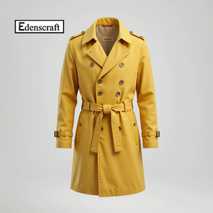 เสื้อโค้ทเทรนช์โค้ทแบบยูนิเซ็กซ์ทันสมัย กันน้ำ ตัวยาว แต่งลูกไม้และซับในไนลอน กระดุมสองแถว สไตล์ทางการสำหรับใส่ทำงานหรือลำลอง - Product Image 4