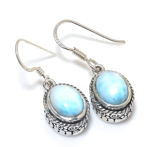 925 <b>Solid</b> <b>Silver</b> Classical <b>Earrings</b> Jewelry For Women 925 Sterling <b>Silver</b> Larimar Gemstone Boho Style Handmade <b>Earrings</b> Gift For - Product Image 1