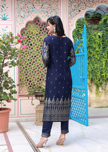 Femmes Bleu Imprimé Kurta Pantalon Et Dupatta Sets Summer Elegant Casual Dresses Fashion Ladies Vintage Latest Design 100% Rayon - Product Image 2