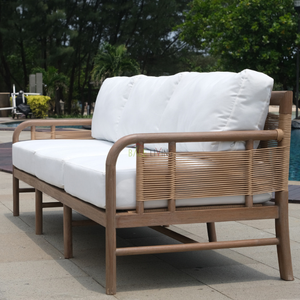 โซฟากลางแจ้งสามที่นั่งพร้อมดีไซน์เรียบง่ายเป็นมิตรกับสิ่งแวดล้อมกันน้ำเหมาะสำหรับการพักผ่อนตามสระว่ายน้ำการใช้งานในโรงแรม - Product Image 5