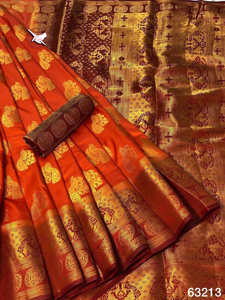 ส่าหรีผ้าไหมใยสังเคราะห์บริสุทธิ์เนื้ออ่อนมีขนหนาและลาย3D แบบดั้งเดิมสวยงาม - Product Image 4