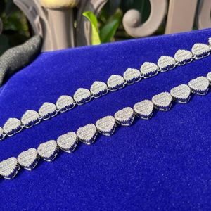 สร้อยคอเงินแท้ชุบแพลตตินั่มรูปหัวใจประดับเพชร สไตล์ฮิปฮอปสุดหรู - Product Image 3