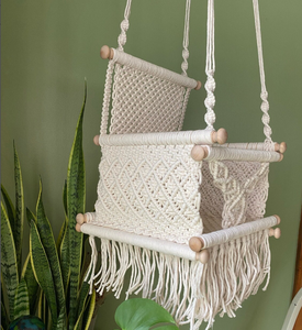 Chaise berçante tendance pour bébé et tout-petit, en coton fait main, style naturel, ensemble de balançoire pour bébé, couleur assortie, lit d'appoint pour bébé - Product Image 2