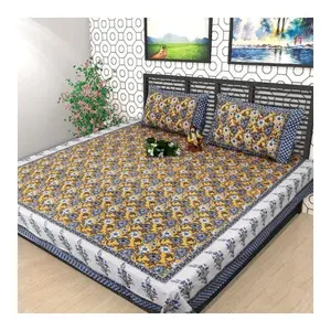 Juego de cama de algodón egipcio Floral con borde negro amarillo barato de marca, juego de sábanas bajeras tamaño Queen King, juego de funda nórdica, ropa de cama