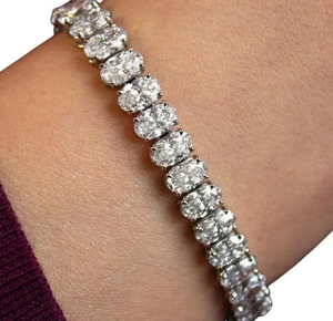 Bracelet en diamant de Moissanite de forme ovale blanche Bracelet en Moissanite personnalisé en argent sterling 925 et autres bijoux en diamant - Product Image 1