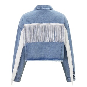 แจ็กเก็ตยีนส์คอตตอนแห้งเร็วสำหรับผู้หญิงแจ็คเก็ตยีนส์ลำลองคุณภาพเยี่ยมสไตล์ปรับแต่งได้สำหรับ100% ใหม่ - Product Image 4