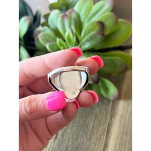 Navajo Handcrafted Turquoise & Opal <b>Sterling</b> <b>Silver</b> <b>Ring</b> Bezel <b>Set</b> Size 13.5 - Product Image 5