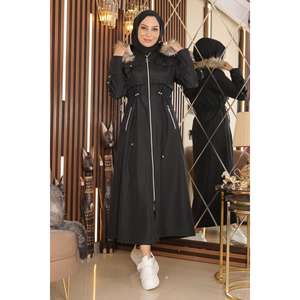 Chaqueta Larga con Capucha y Cierre de Cremallera, Estilo Gabardina, con Cierre de Cremallera Elegante - Product Image 6