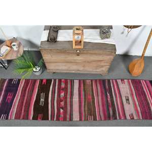 Tapis traditionnel en laine marron rose 2.3x9.3 pieds tapis rectangulaires turcs faits à la main Patchwork Design pour salon Latex nouveau tapis de chevet - Product Image 5