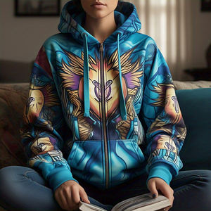 Oversize <b>Zipper</b> Sublimation <b>Hoodie</b> <b>Women</b> Loose Fit Graphic Printed Zip-Up <b>Hoodie</b> Ladies - Product Image 3