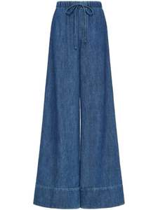 Haute qualité femmes pantalons et pantalons jambes larges Palazzo bleu Denim Slim Fit Vintage décontracté mode ventes entières - Product Image 3