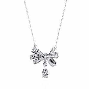 Radiant Round Cut Diamond Graceful Bow <b>Pendant</b> 1.69 Ct E-F VVS-VS Lab Grown Diamond In 14K <b>Solid</b> <b>Gold</b> For Engagement Party - Product Image 1