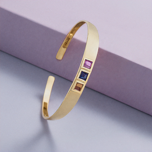 Blue Amethyst & Blue Hydro 6mm Square Stone <b>Bangle</b> 925 Sterling Silver 18K <b>Gold</b> <b>Plated</b> <b>Bangle</b> Party Wear Gift for Her - Product Image 6